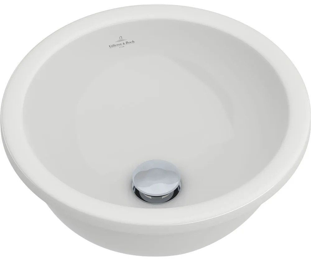 VILLEROY &amp; BOCH Loop &amp; Friends okrúhle umývadlo k zabudovaniu zospodu, bez otvoru, s prepadom, priemer 330 mm, biela alpská, 61803301