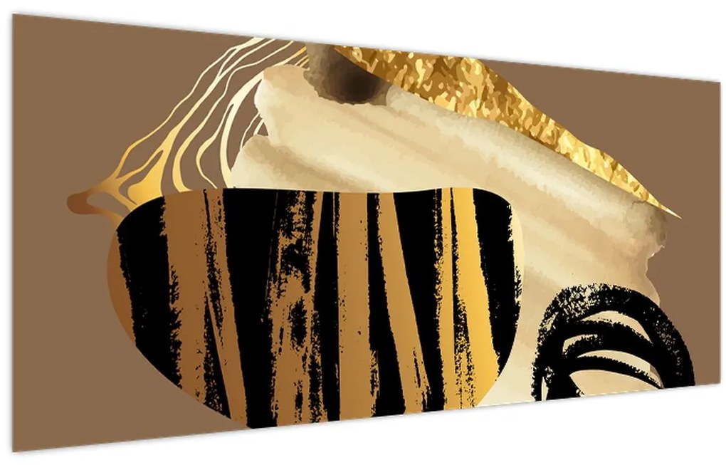 Obraz - Abstrakcia golden brown N⁰2 (120x50 cm)