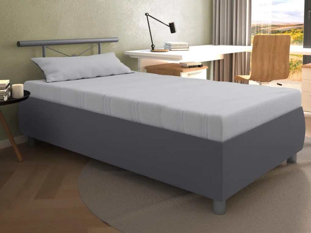 Posteľ s matracom Caribic 110x200 cm, svetlo šedá/šedá látka