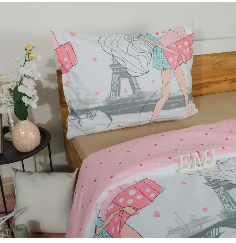 Detské obliečky Eiffel EMI, Štandardný set jednolôžko obsahuje 1x 140x200 + 1x 70x90