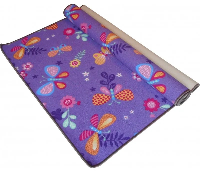 Detský koberec Motýľ LÚKA - fialový