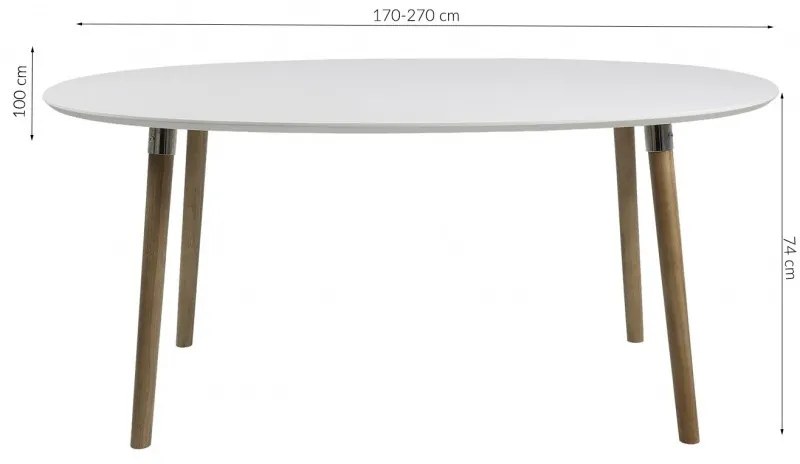 Jídelní rozkládací stůl Belina 170/270 cm bílý