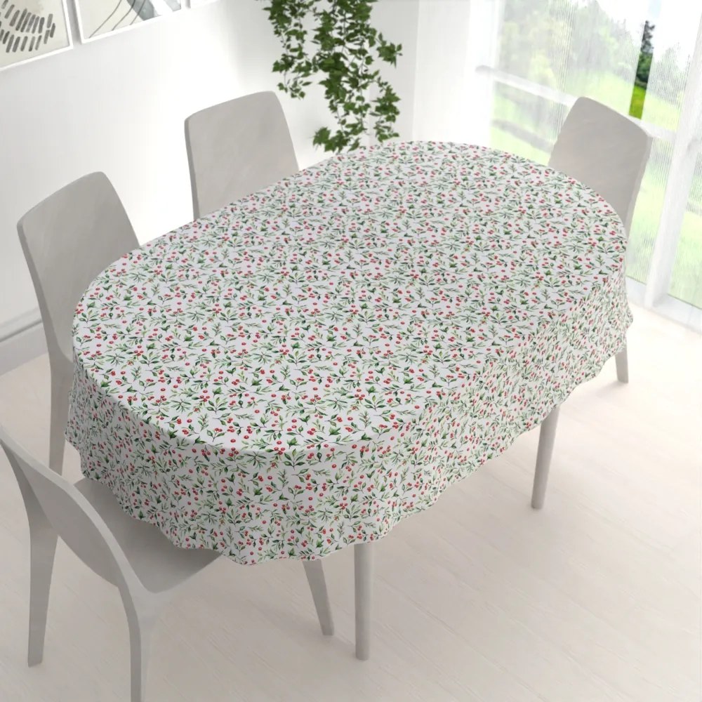 Biante Teflónový oválny obrus TF-111 Jarabiny na bielom 60x100 cm