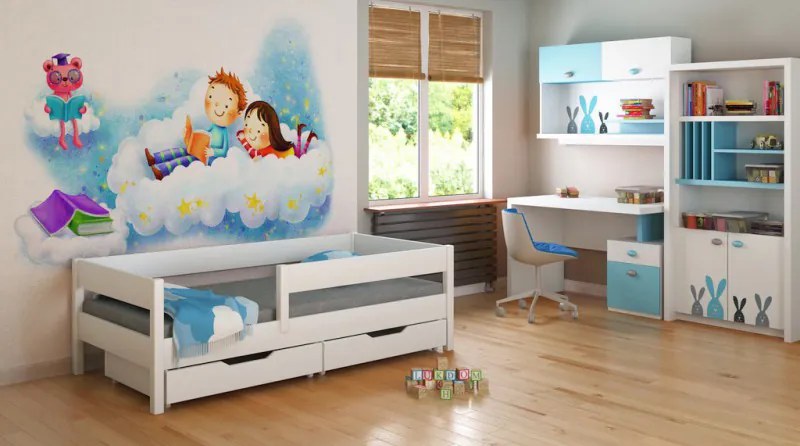 LU Detská biela posteľ Mix 180x80