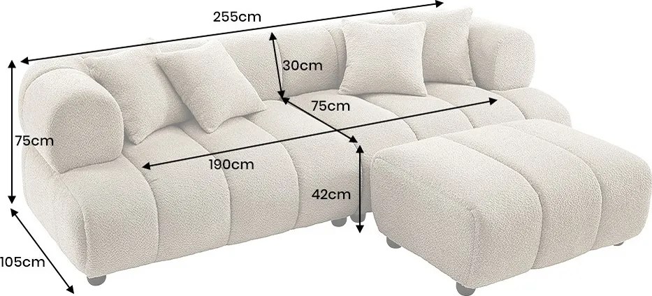 Dizajnová pohovka Zaxson 255 cm šampanská