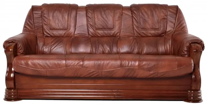Kožená rozkladacia pohovka Baron 3R, biela / wenge (k1 / 8)