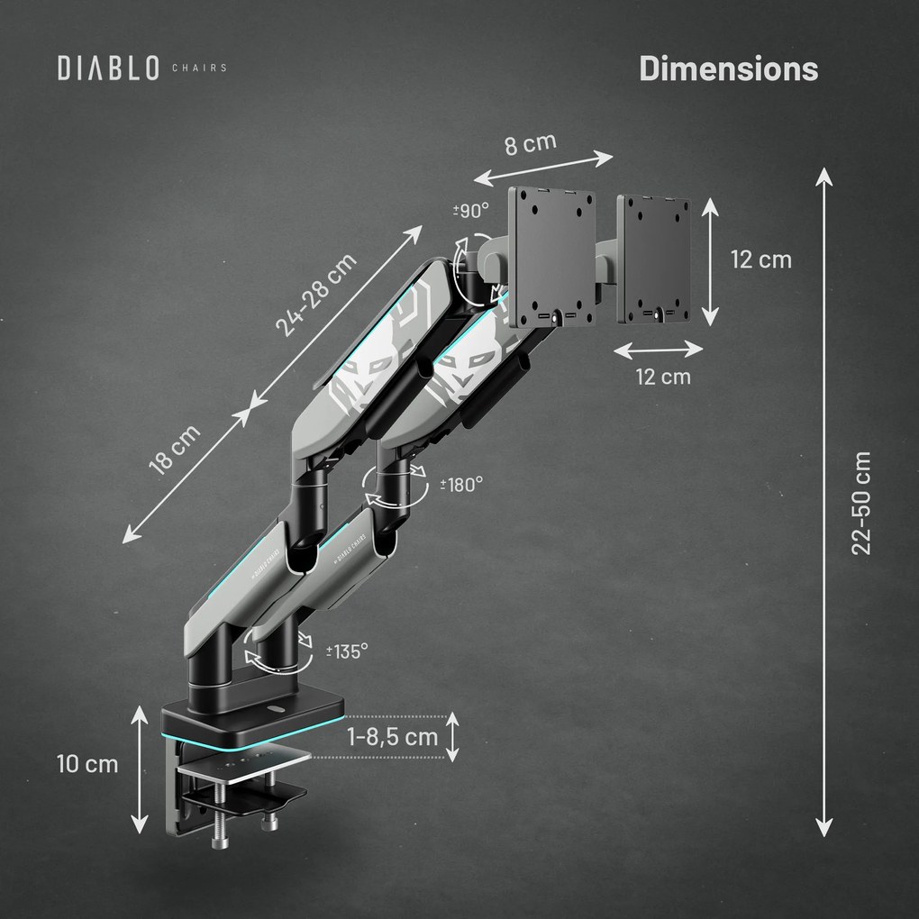 Dvojitý držiak na monitory 49 palcov, sivá-čierna RGB X-Arm Dual