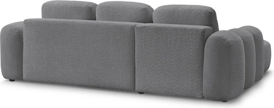 Sivá rozkladacia/s úložným priestorom rohová pohovka z textílie buklé (ľavý roh/s leňoškou) Montaigne – Bobochic Paris