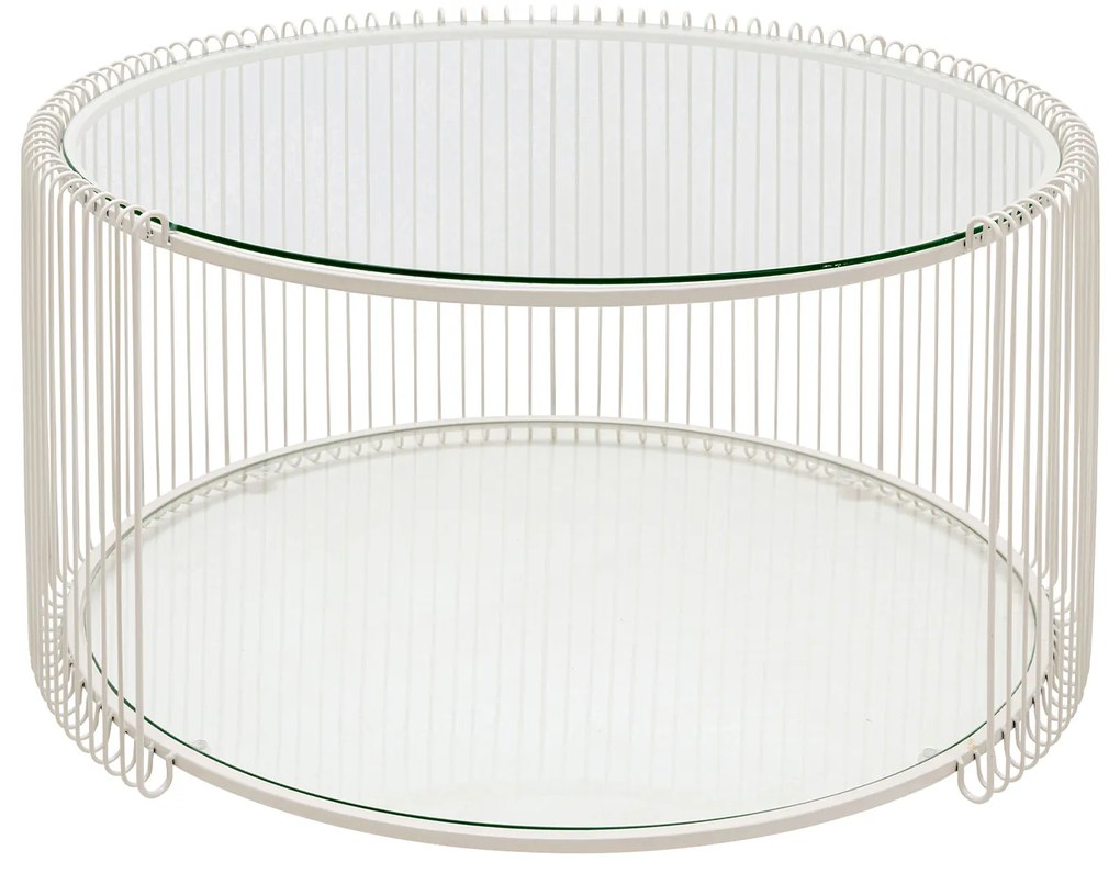 Wire Double konferenčný stolík Ø80 cm krémový