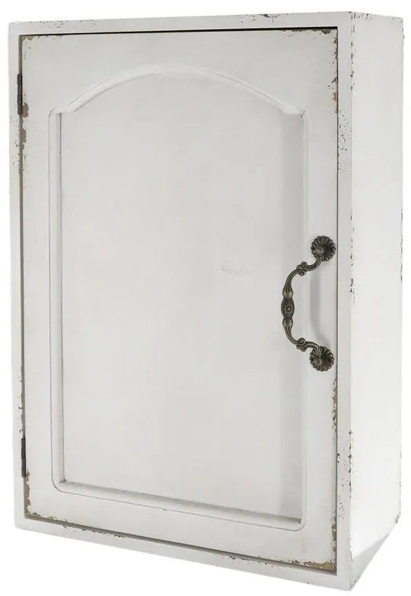 Krémová antik nástenná drevená skrinka s dvierkami Chantal - 35*19*50 cm