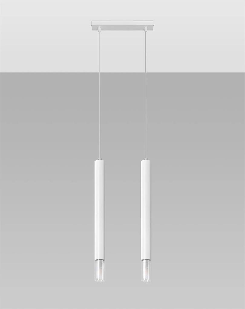 Závesné svietidlo Wezyr, 2x sklenené/biele kovové tienidlo