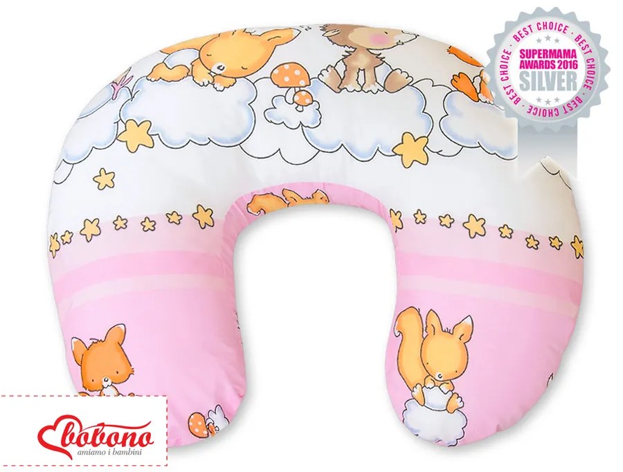 Bobono Vankúš na kŕmenie- Basic Forest animals pink