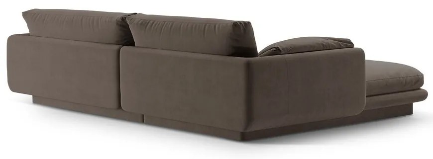 Hnedá zamatová rohová pohovka (pravý roh/s leňoškou) Torino – Micadoni