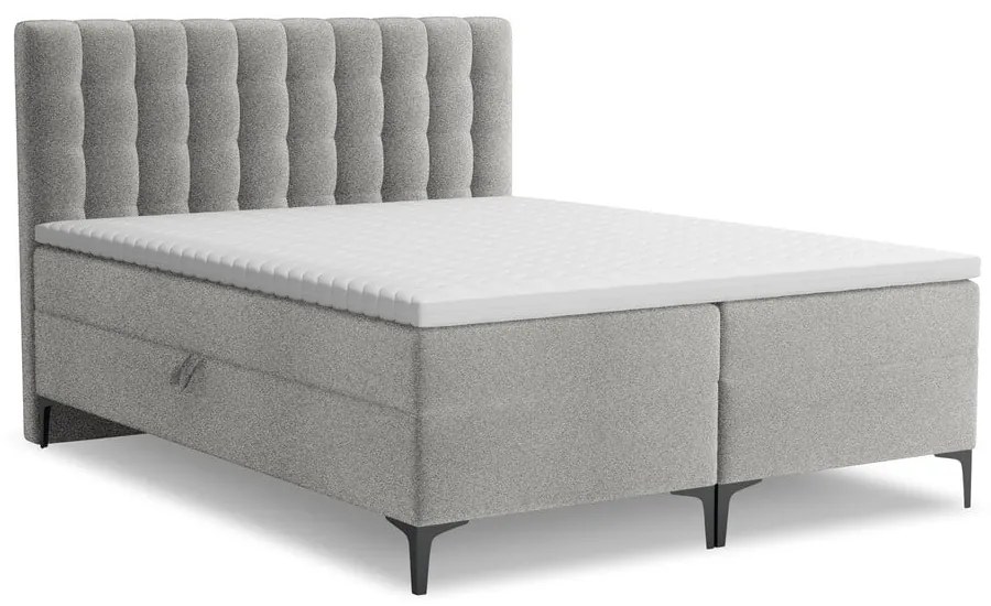 Svetlosivá boxspring posteľ s úložným priestorom 160x200 cm Puhala – Makamii
