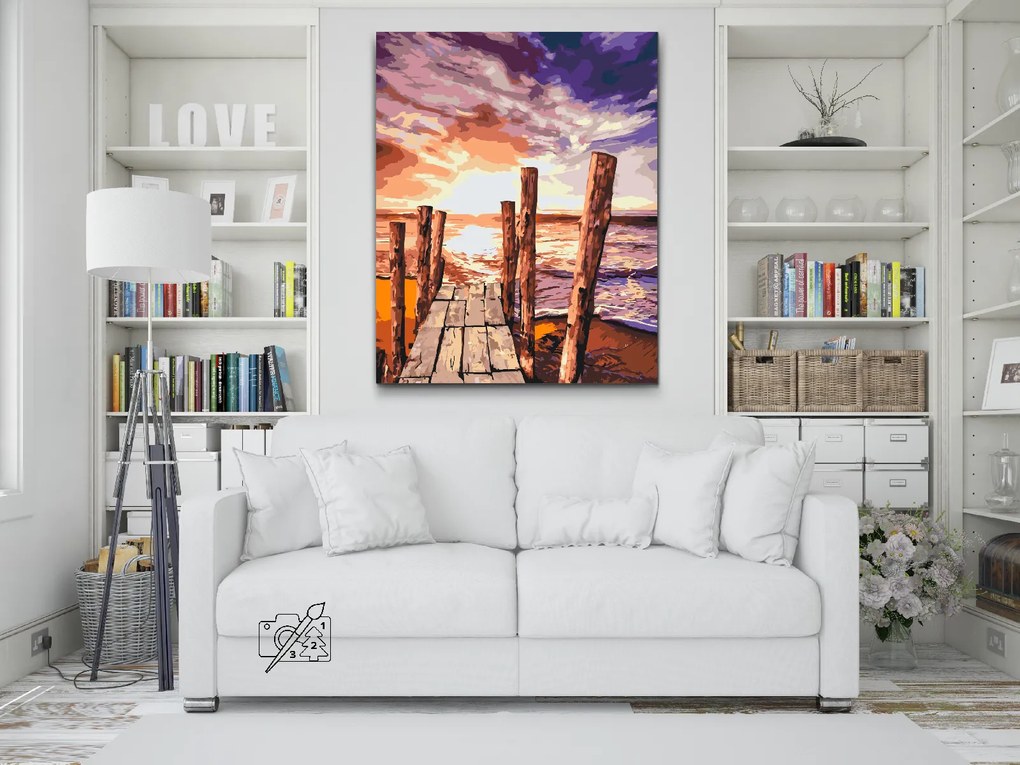 Gario Maľovanie podľa čísel Západ slnka na pláži Rozmery: 30 x 40 cm, Rámovanie: Iba zrolované plátno