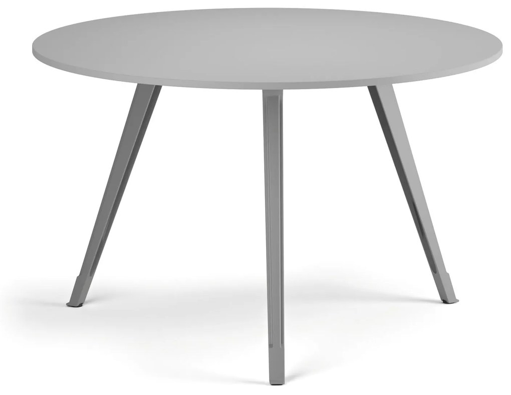 Konferenčný stôl PRIMO ZEN, priemer 120 cm, sivostrieborná podnož, sivá