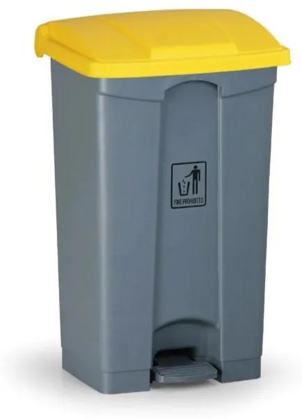 Nášľapný viacúčelový kôš na odpadky 87 l, 480 x 360 x 820 mm, žltá