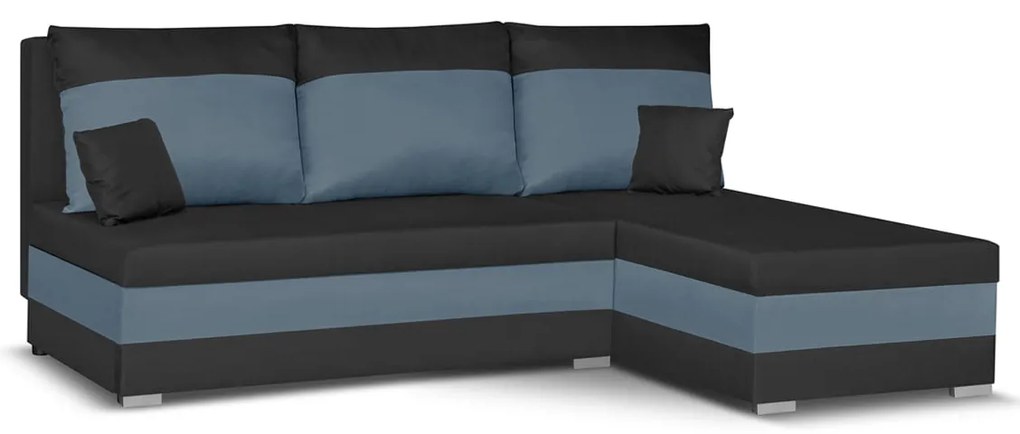 Rohová sedacia súprava s funkciou spania GUSTO Čierna námornícka modrá