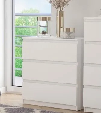 Zásuvková komoda Carlos 753S, biela, výška 80 cm%