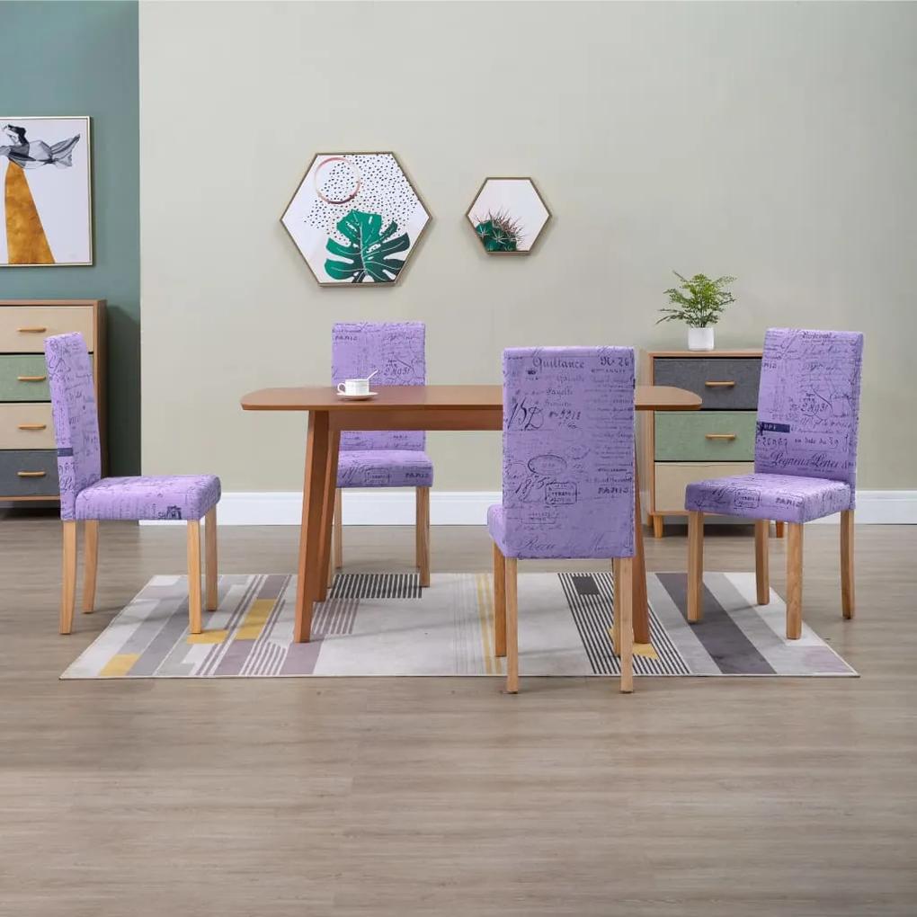 vidaXL Jedálenské stoličky 4 ks, fialové, látka
