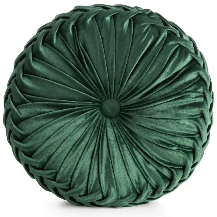 Dekorstudio Okrúhly vankúš VELVET95 v zelenej farbe - priemer 40cm