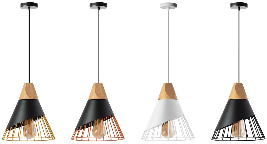 Toolight - Škandidávska závesná stropná lampa 1xE27 APP223-1CP, čierna-hnedá, OSW-00890