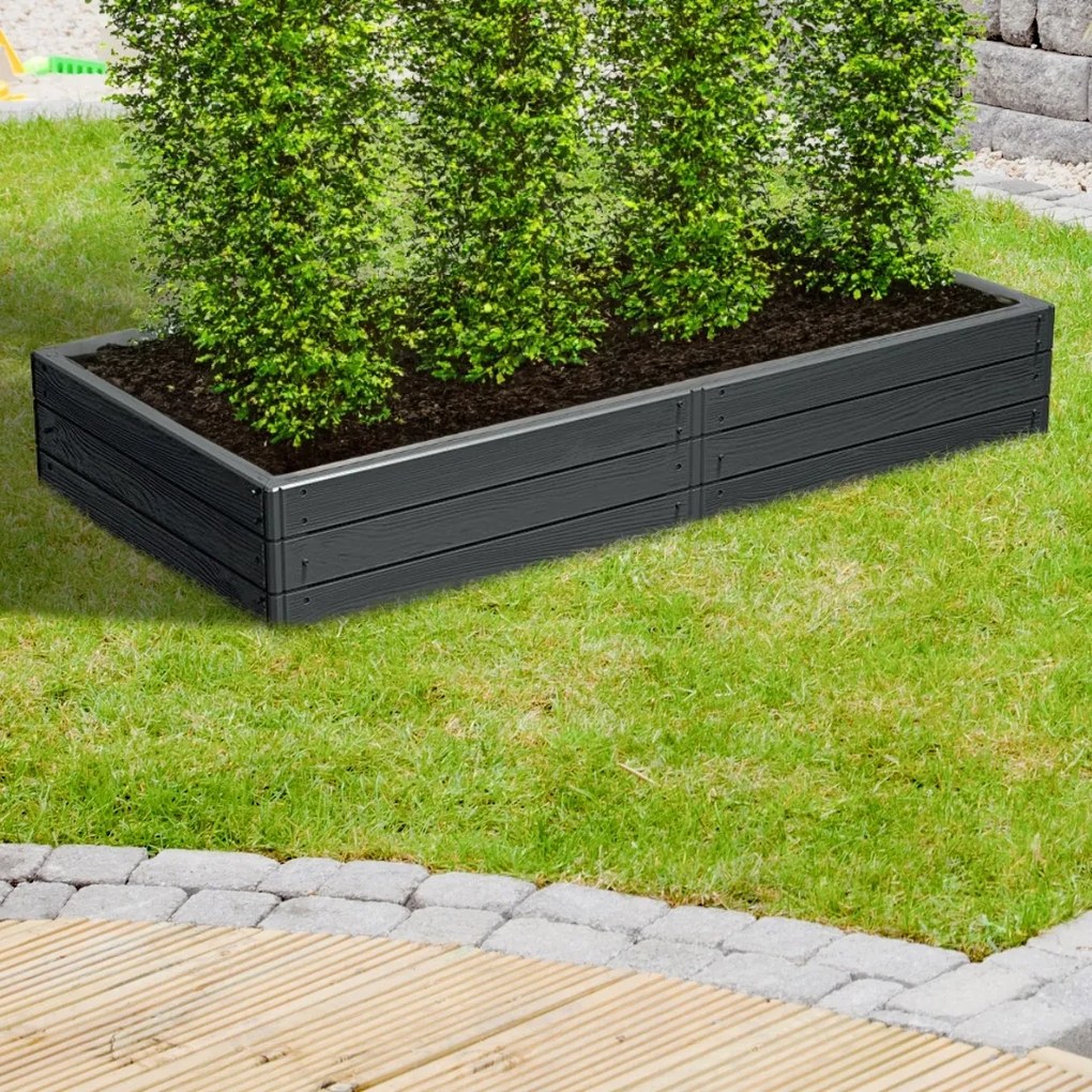 Vyvýšený záhon WOODY 149x75,6x25cm, antracitová Prosperplast