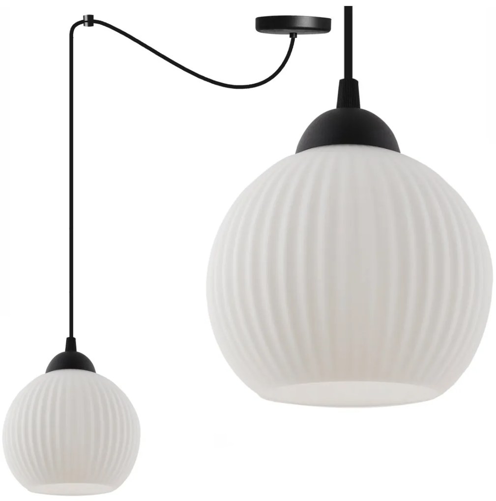 Závesné svietidlo Riffle Round Spider, 1x biele sklenené tienidlo, b