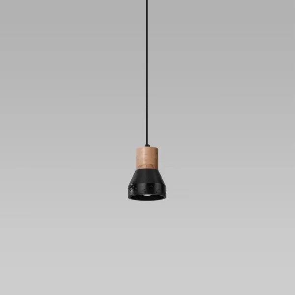 Sollux SL.0963 - Luster na lanku QUBIC 1xE27/60W/230V betón/drevo čierna