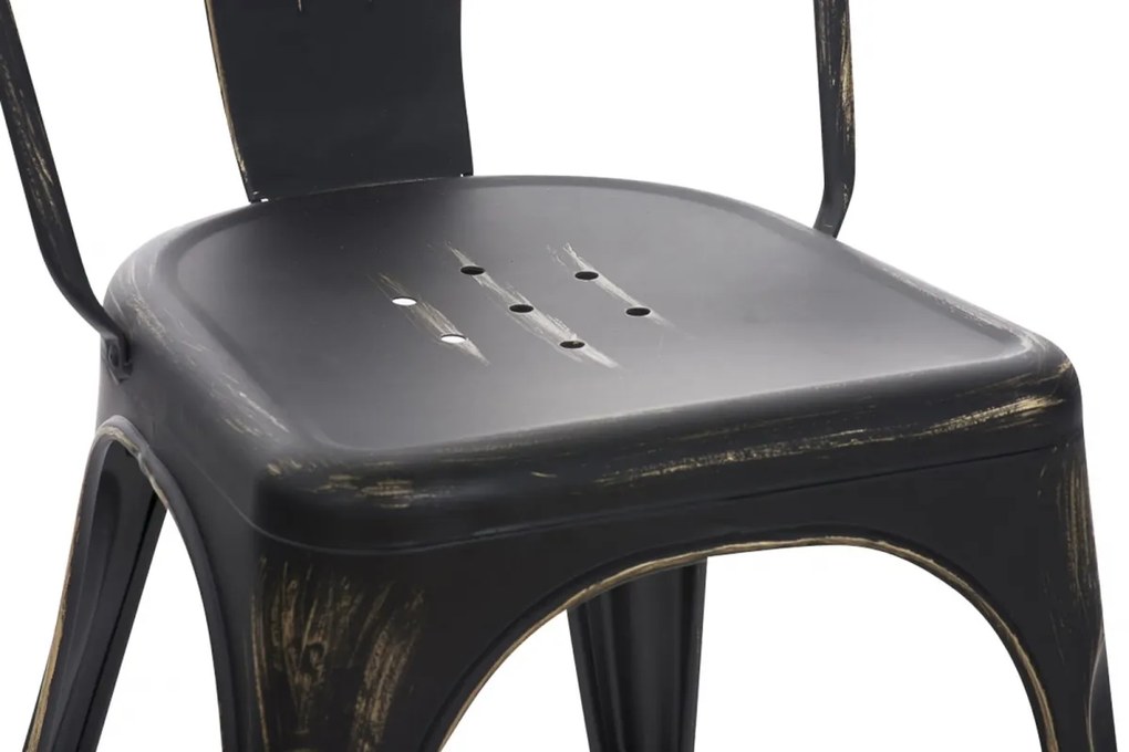 Kovová stolička Ben - Čierno-zlatá antik