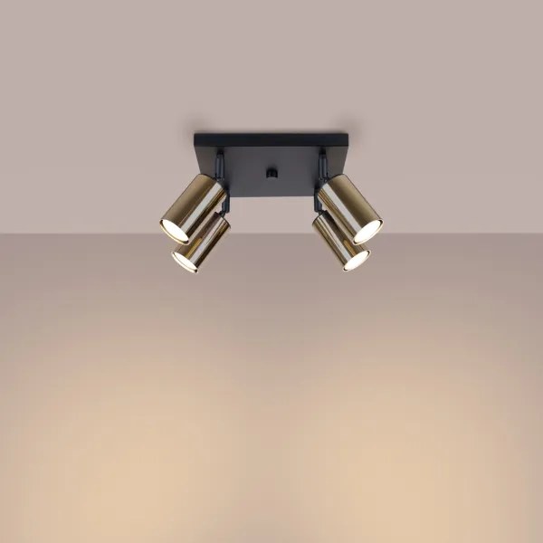 Sollux SL.1386 - Bodové svietidlo WINX 4xGU10/10W/230V čierna/zlatá