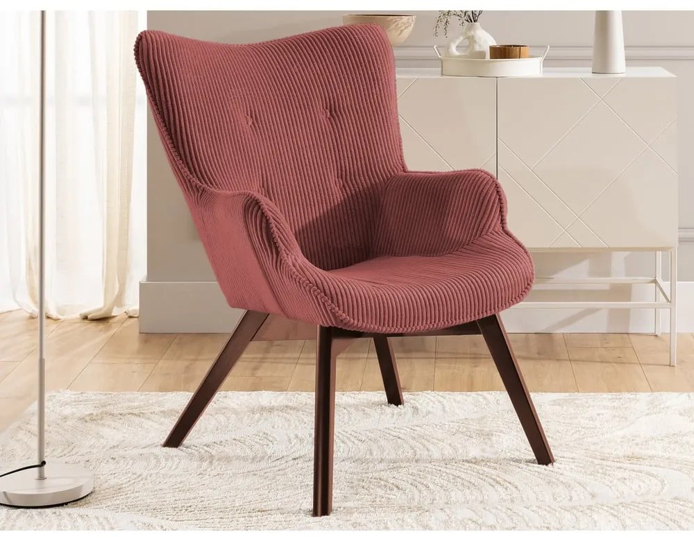 Červené menčestrové kreslo Niko – Ropez