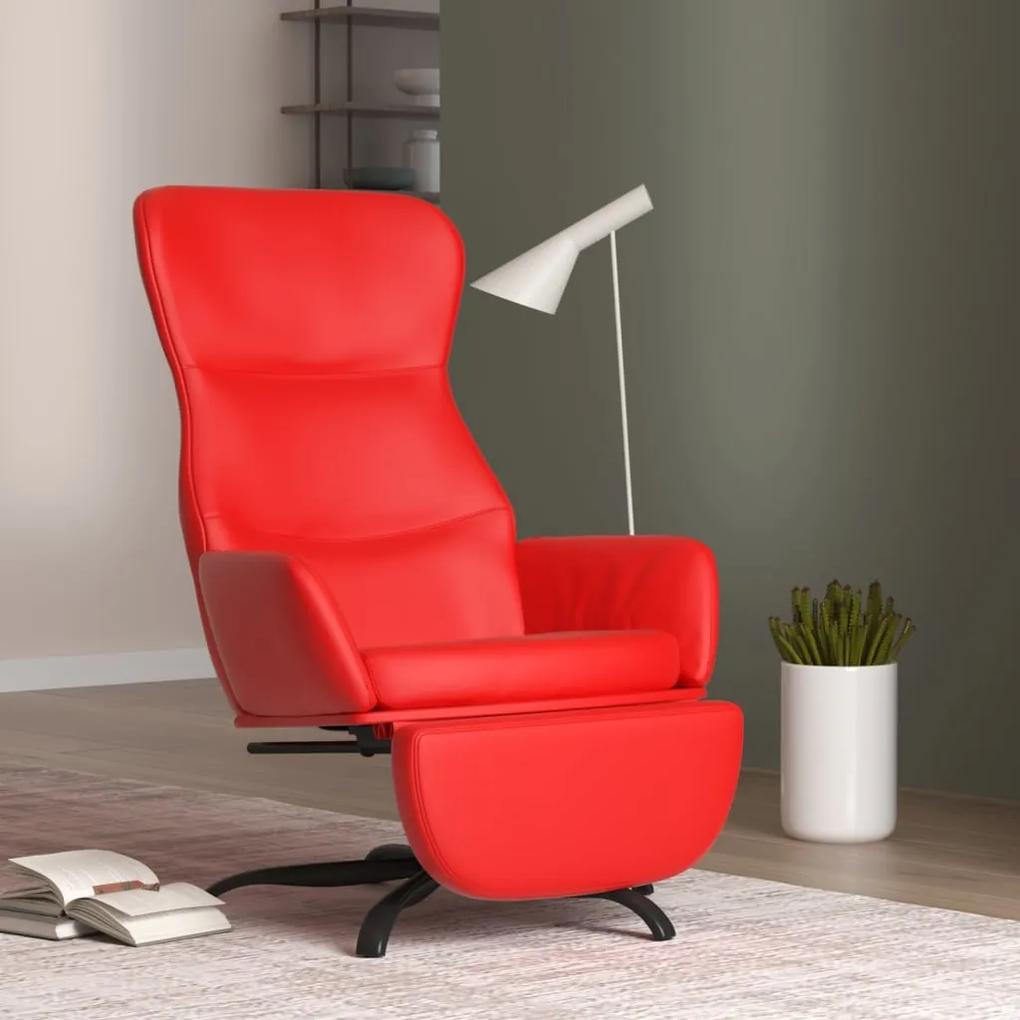 vidaXL Relaxačné kreslo s podnožkou červené umelá koža