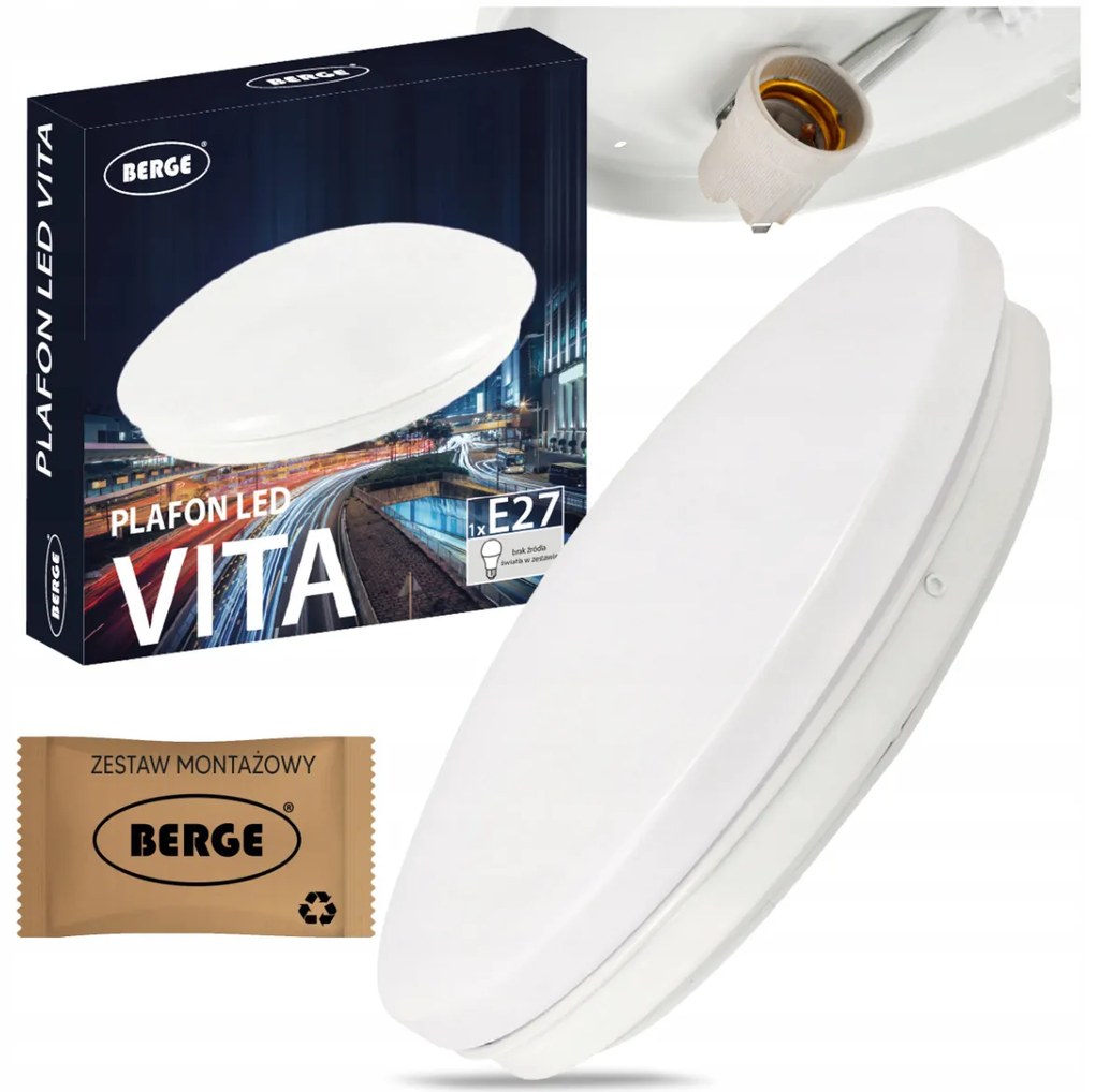 BERGE Prisadený LED stropný panel 1x E27 pre okrúhlu žiarovku