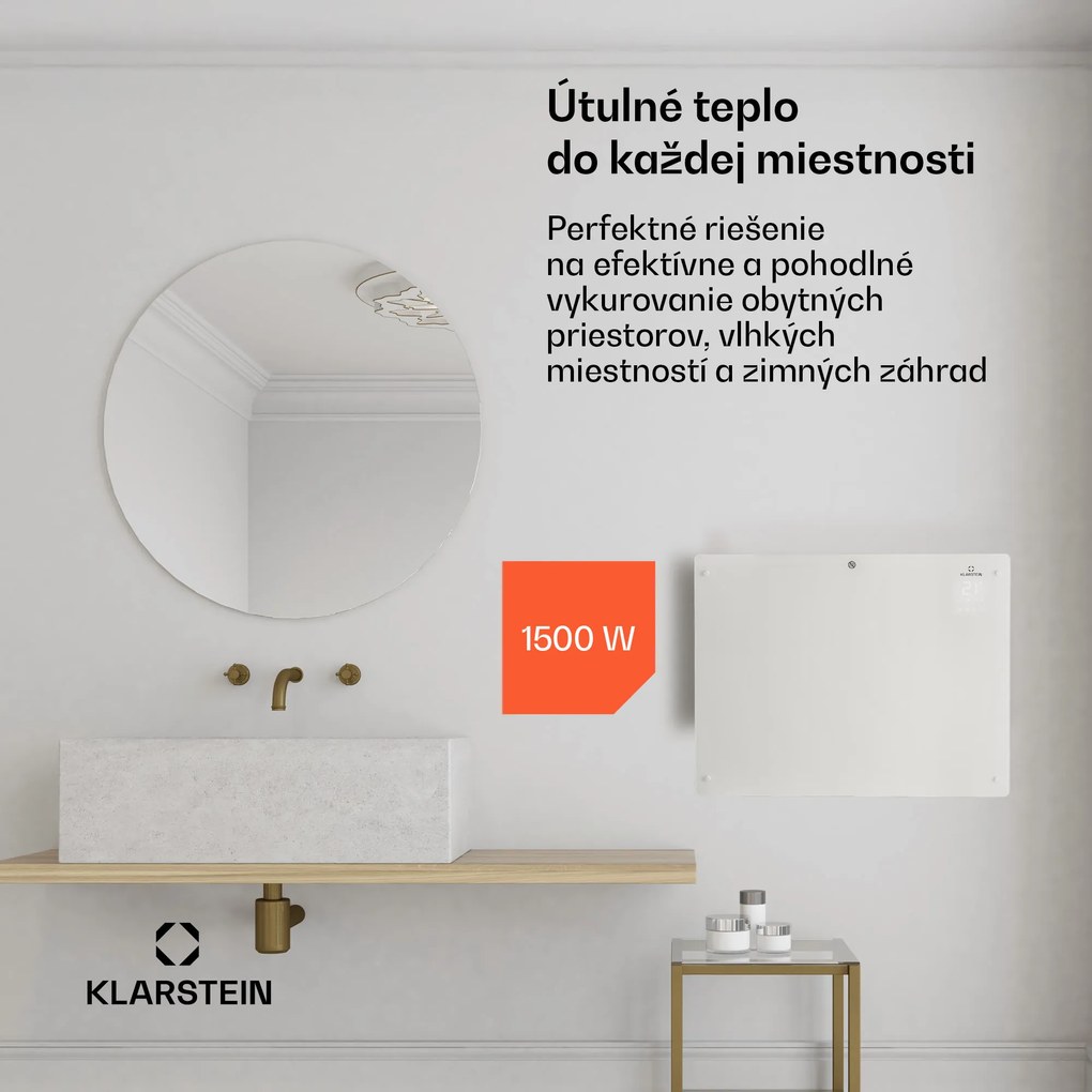 Klarstein Bansin Crystal Smart, konvektor, 1500 W, 5 - 50 °C, ovládanie cez aplikáciu