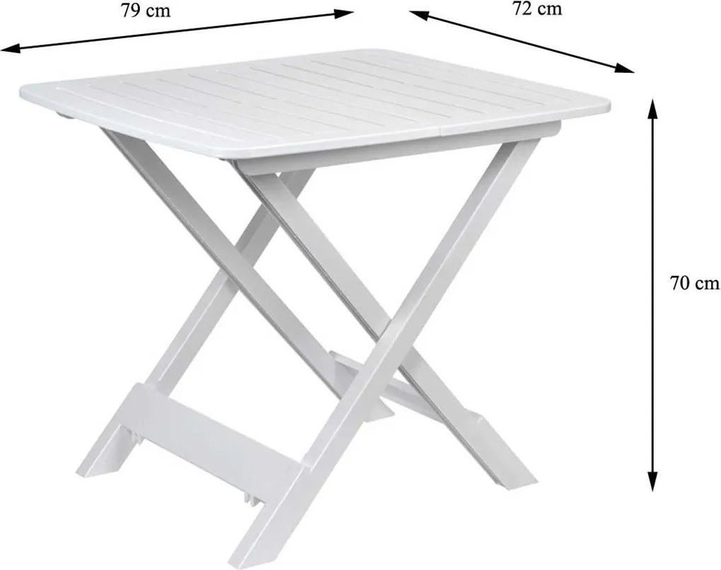 Rozkladací balkónový stôl PROGARDEN 79 cm biely