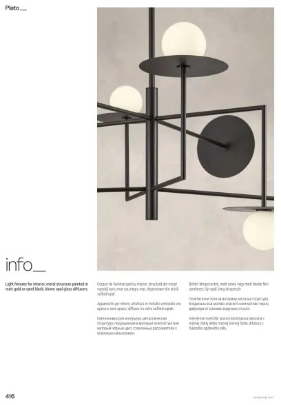 Redo 01-2753 - Luster na tyči PLATO 8xG9/10W/230V čierna