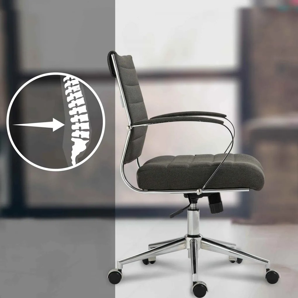 Design-Shop Kancelárska stolička Oakland - látka - Tmavo sivá