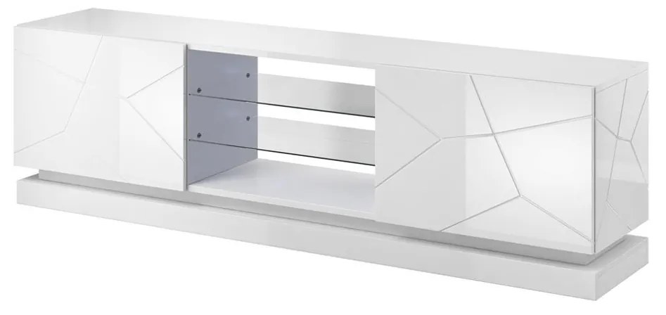 TV skrinka Agnes 200, Osvetlenie: osvetlenie LED RGB - farebné, Farby: biela / biely lesk