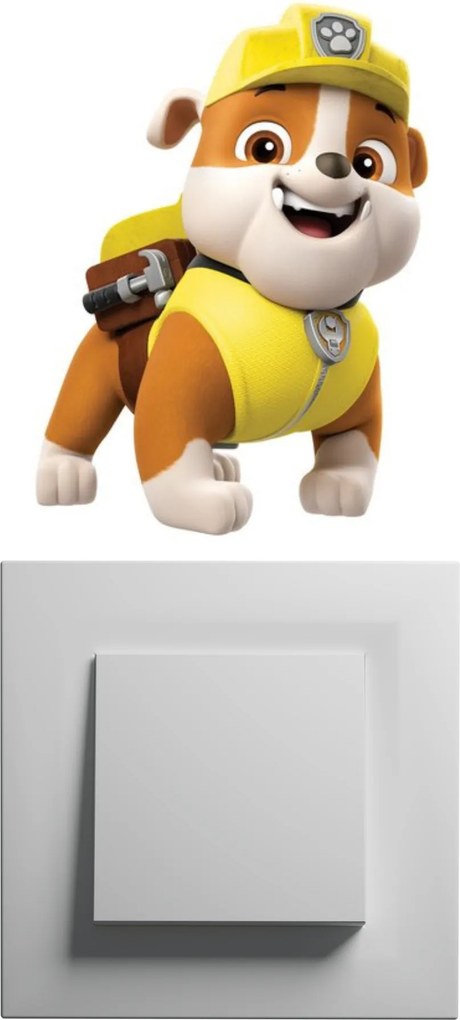 10x10cm PAW Patrol - Rubble - nálepka nad vypínač