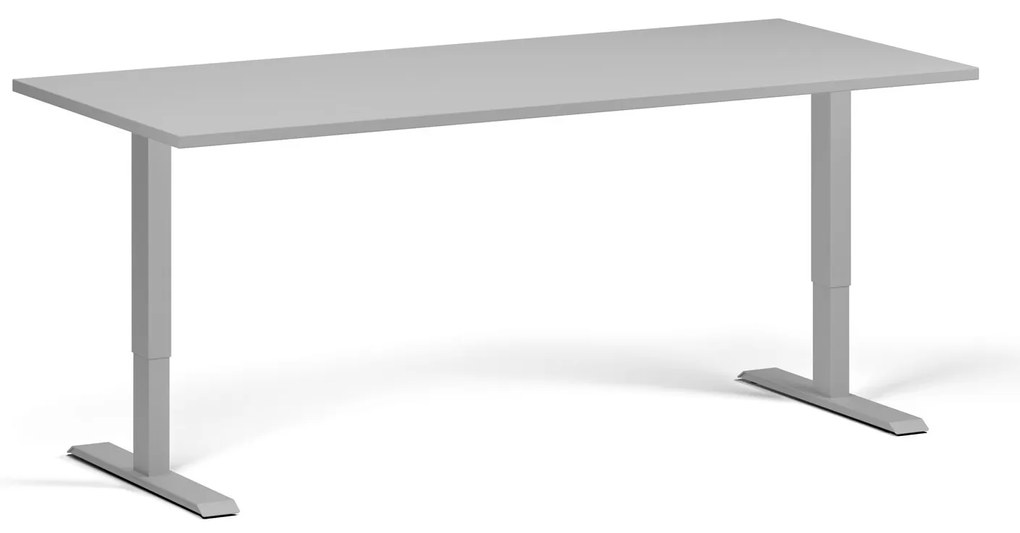 Výškovo nastaviteľný stôl, 180x80 cm, 1 motor, sivá podnož, sivá