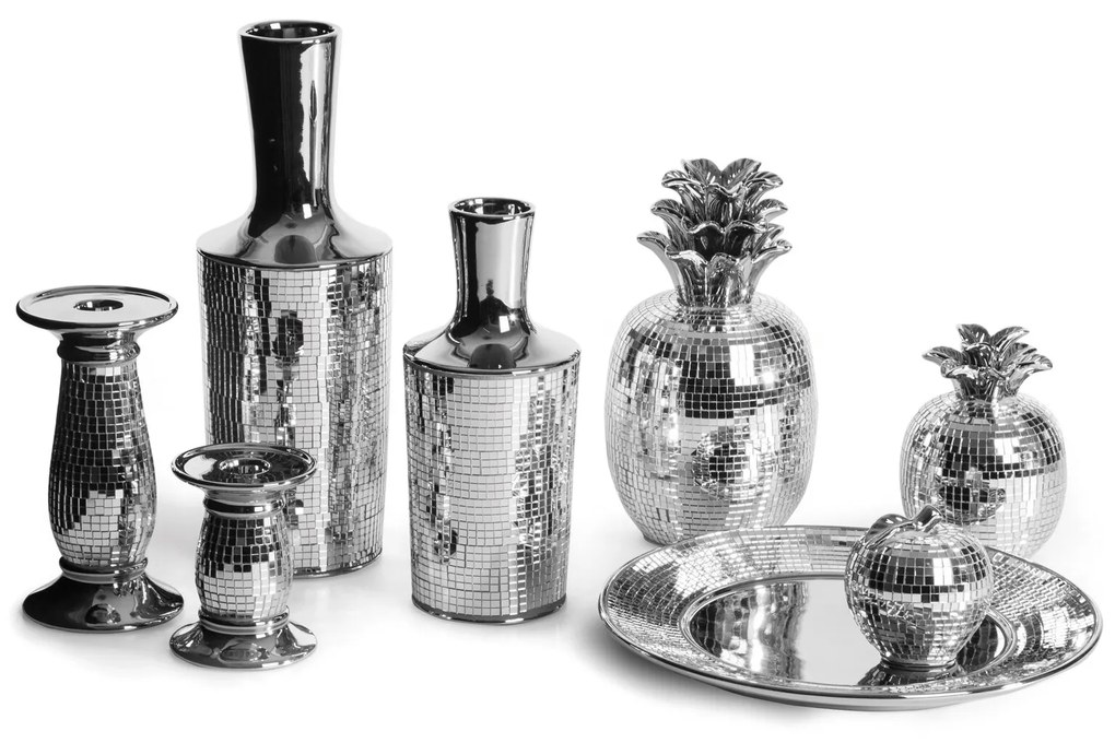 Váza dekoratívna MIRONA (03) 18 X 35 cm, strieborná