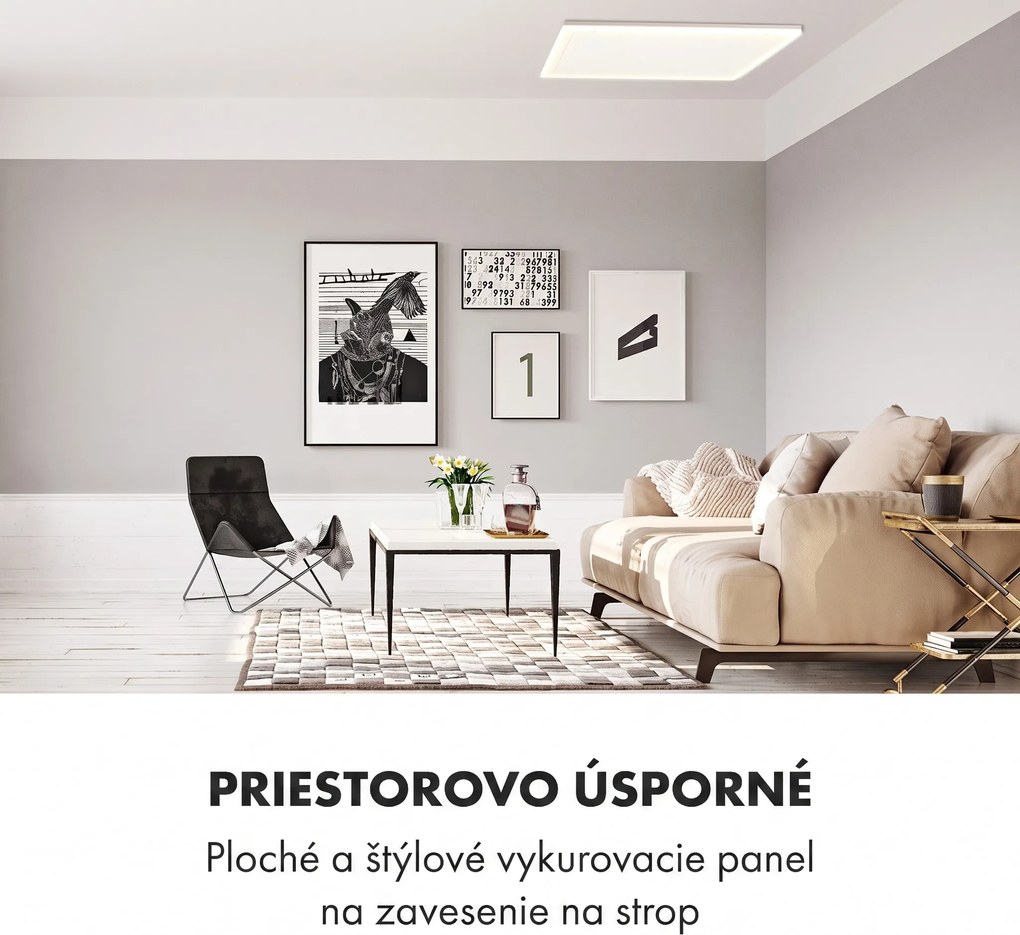 Klarstein Midnight Sun, infračervený stropný ohrievač, 130,5 x 70,5 cm, 800 W, biely