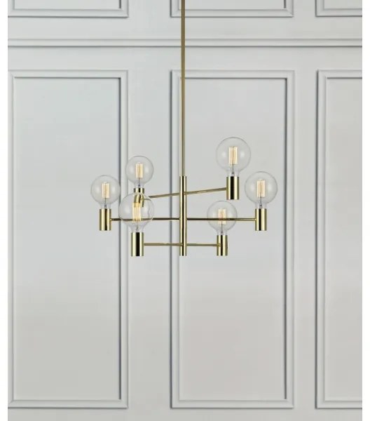 Markslöjd 106418 - Luster na tyči CAPITAL 6xE27/60W/230V mosadz