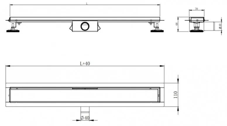Lineárny odtokový žľab 160 cm MEXEN FLAT 2v1 čierny