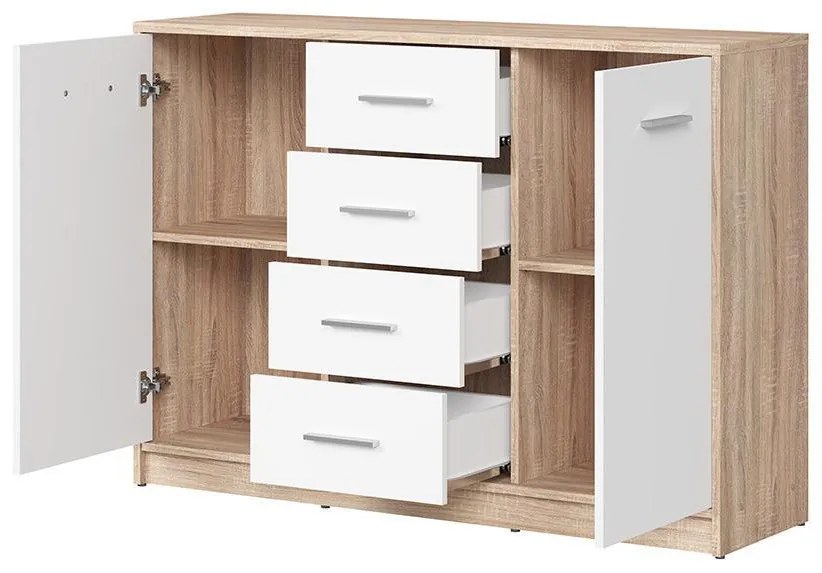 Komoda BRW Nepo Plus 6 (dub sonoma + biela) . Akcia -35%. Vlastná spoľahlivá doprava až k Vám domov. 1098302