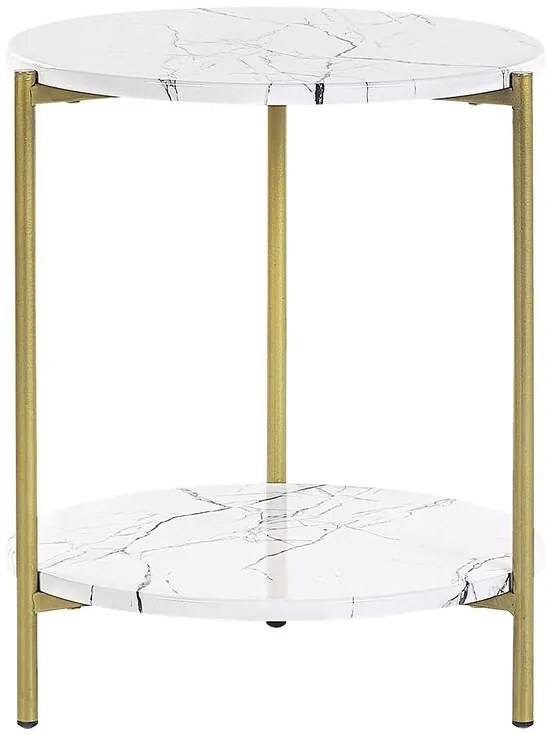Odkladací stolík s mramorovým efektom biela/zlatá REVA Beliani