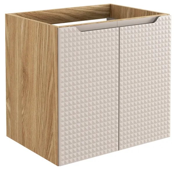 Závesná skrinka Luxor Beige s doskou a umývadlom 90 cm béžová/dub olejovaný