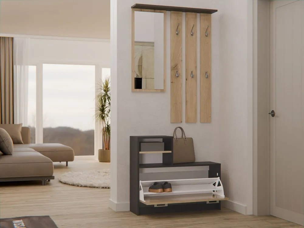Predsieňová stena GARDE 85 cm antracit/dub artisan
