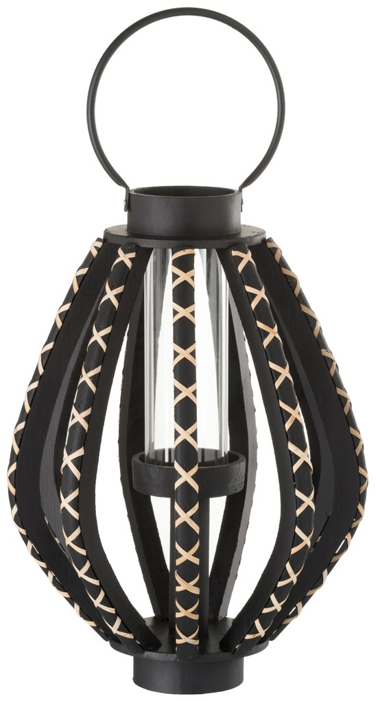 Čierna drevená lampáš Reed black - Ø 33 * 45 cm